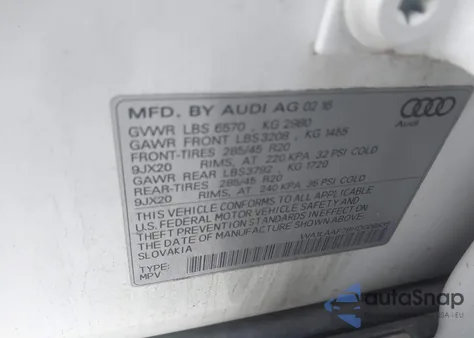 2017 Audi Q7 3.0T Premium z USA, uszkodzony, nr VIN WA1LAAF78HD008835